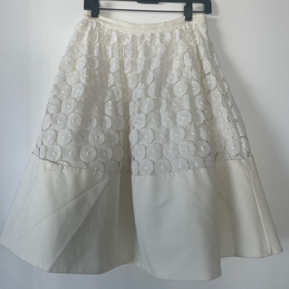 Alexis White knee length a line Skirt - lace